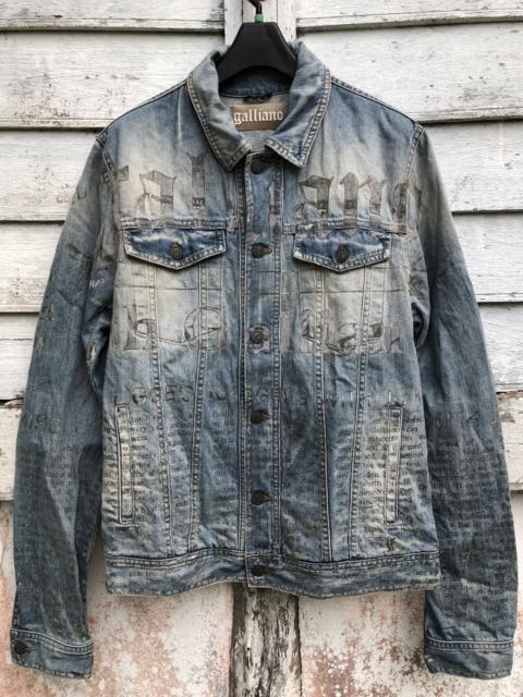 Other Designers Archival Clothing - Archived Galliano Poetic Printed Blue Washed Denim Trucker