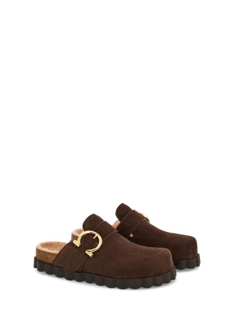 FERRAGAMO FERRAGAMO Zaida Genuine Shearling Lined Clog in Testa Di Moro at Nordstrom