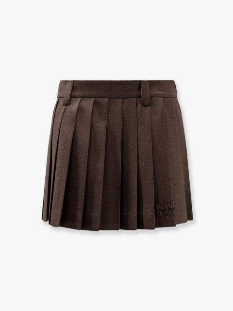 Miu Miu Cover Fabric Pleated Mini Skirt