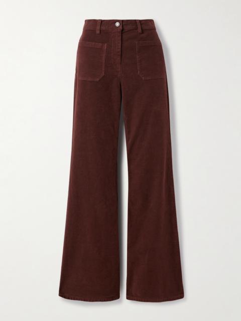 NILI LOTAN Florence Cotton-twill Flared Pants