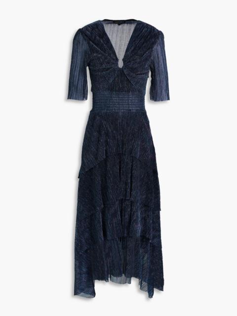 maje Tiered lamé midi dress