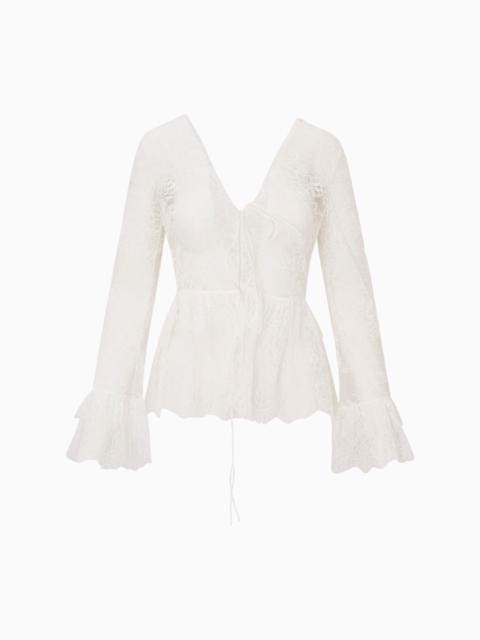 LoveShackFancy Siddie Sheer Lace Top