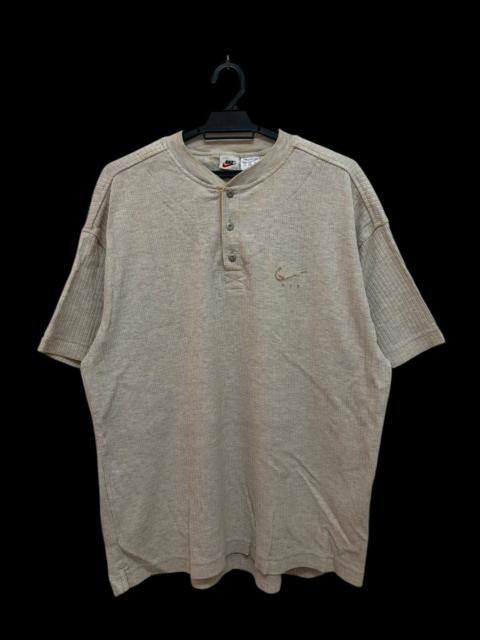 Nike 90s NIKE AIR HENLEY NECK THERMAL RIB COTTON EMBROIDED LOGO
