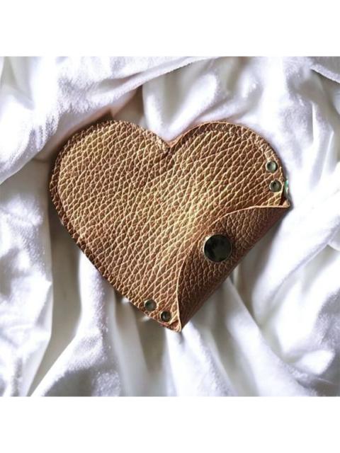 Other Designers handcrafted - Pink Leather Heart Pouch | Coin purse with Snap