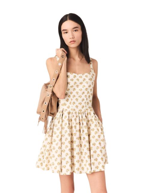 maje maje Short flared patterned dress in Yellow Small Flowers Print at Nordstrom