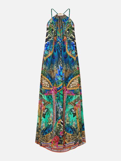 CAMILLA GATHER NECK HARDWARE MAXI DRESS