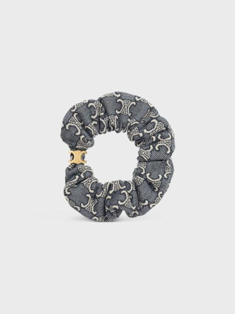 CELINE Celine Jacquard Triomphe Scrunchy in Cotton, Polyester, Polyamide and Brass with Gold Finish