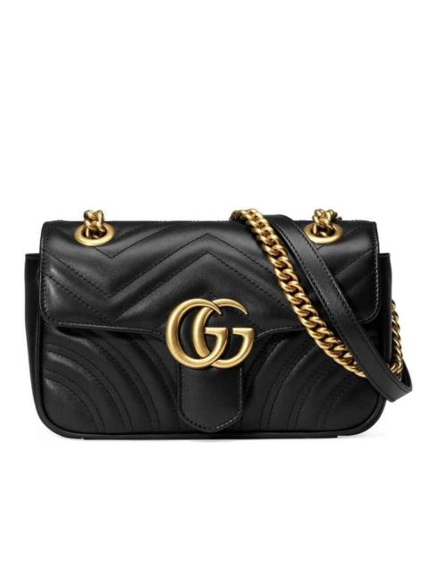 GUCCI GG Marmont Mini Matelassé Black Leather Shoulder Bag