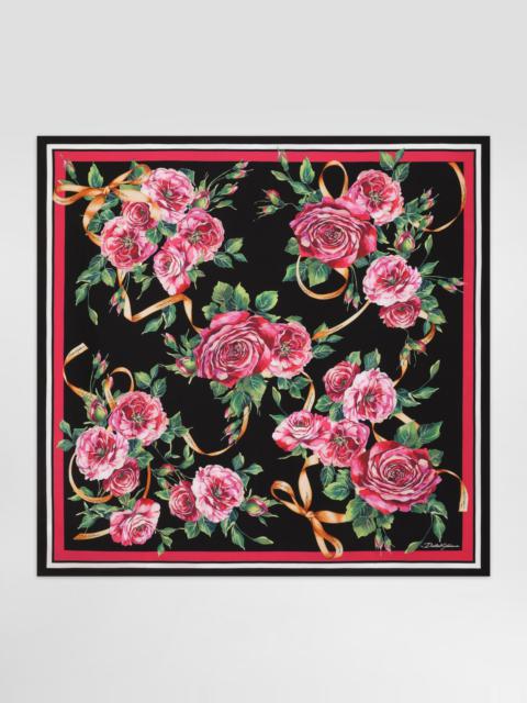 Dolce & Gabbana Rose-print silk twill foulard (90x90)
