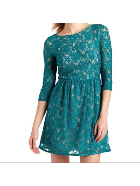 Other Designers French Connection Lizzie Teal Lace 3/4 Sleeve Dress