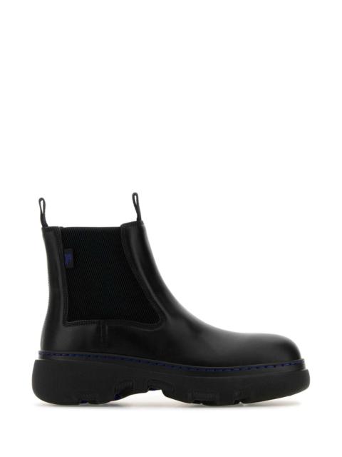 Burberry Men Black Leather Ankle Boots