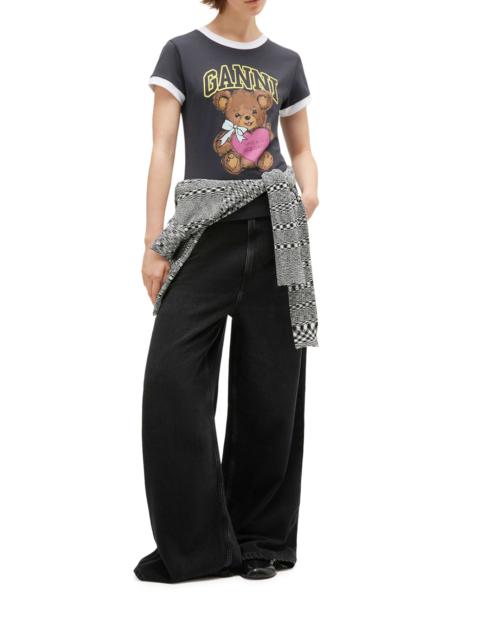 GANNI COTTON T-SHIRT WITH PRINT