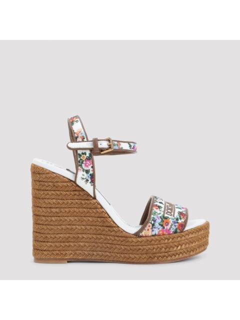 Dolce & Gabbana DOLCE&GABBANA Lolita Wedge Flower White Heeled Platform Sand