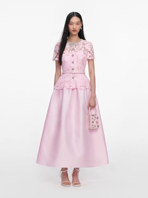 self-portrait Pink Lace Taffeta Midi Dress