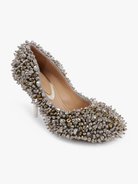 Dries Van Noten EMBELLISHED 90MM ROUND TOE PUMP | SILVER/GOLD