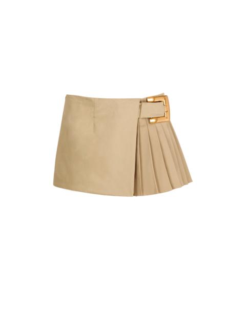 Balmain Short gabardine skirt with belt detail