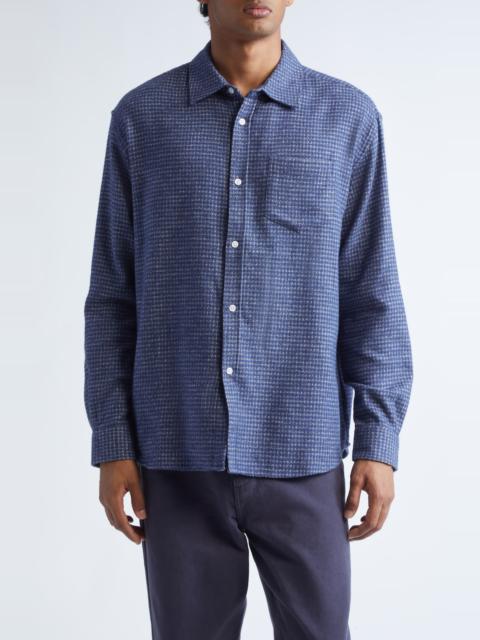 Palmes PALMES Cotton Mouliné Button-Up Shirt in Blue at Nordstrom