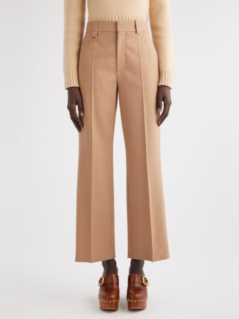 Chloé High Waist Wide Leg Wool Trousers in Coconut Brown at Nordstrom