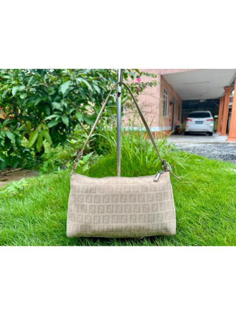 FENDI Authentic Fendi Zucchino Canvas Baguette Shoulder Bag