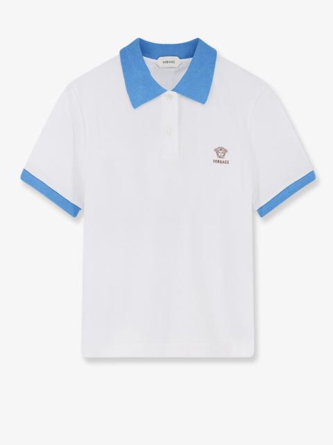 VERSACE Versace Cotton Polo Shirt with Medusa Embroidery White