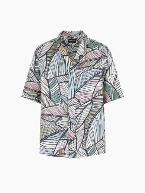 GIORGIO ARMANI PRINTED SILK SHORT-SLEEVED SHIRT