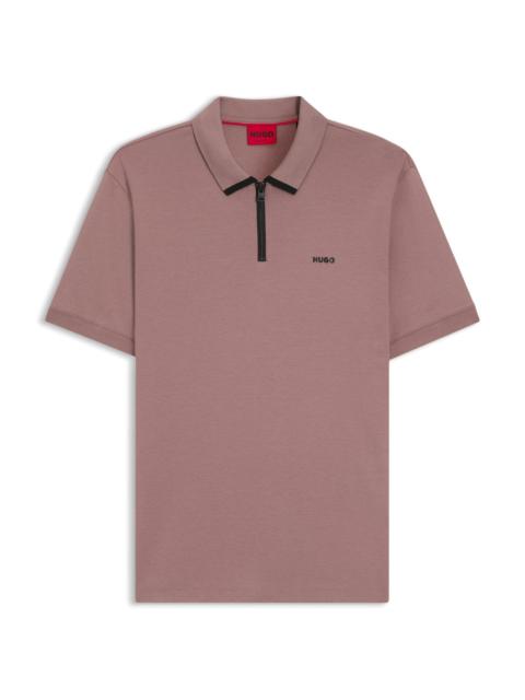 HUGO CONTRAST-LOGO POLO SHIRT IN COTTON PIQUÉ