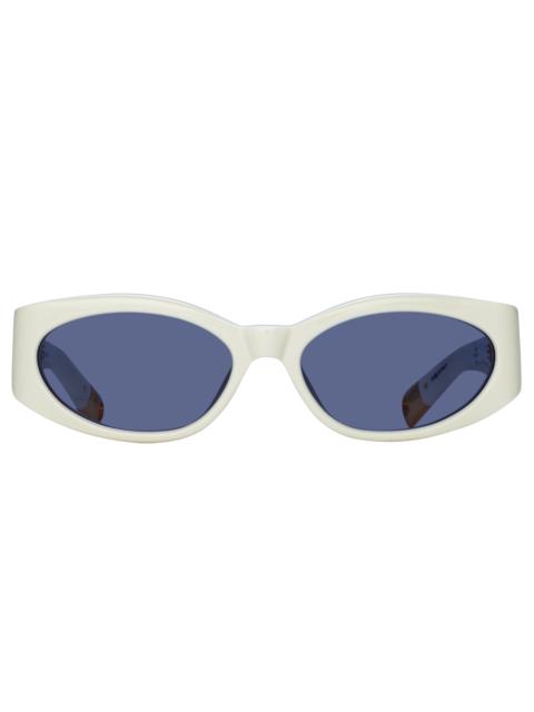 LINDA FARROW Ovalo Oval Sunglasses in White