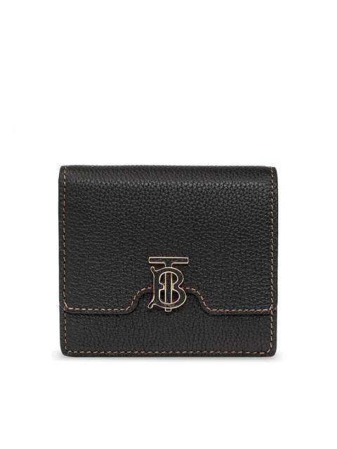 Burberry Burberry Ladies Black Grainy Leather TB Folding Wallet