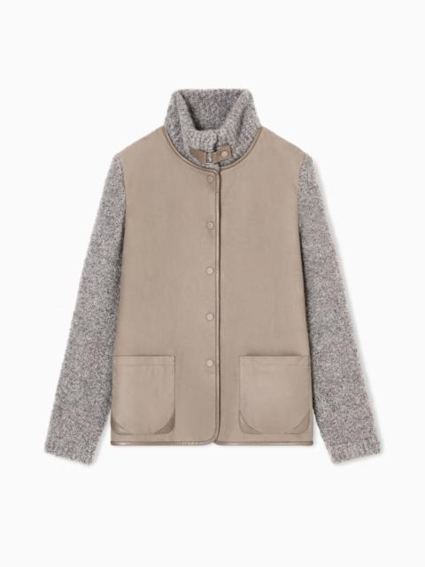 GIORGIO ARMANI JACKET IN CALFSKIN AND CASHMERE AND SILK BOUCLÉ