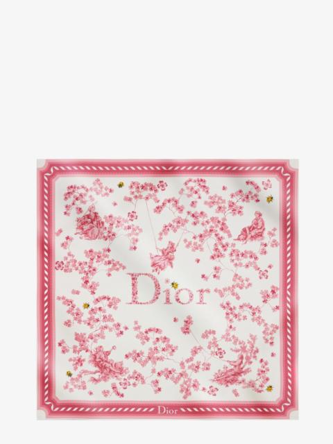 Dior Dior Women Silk Scarf With Toile De Jouy Clover 90 Pattern