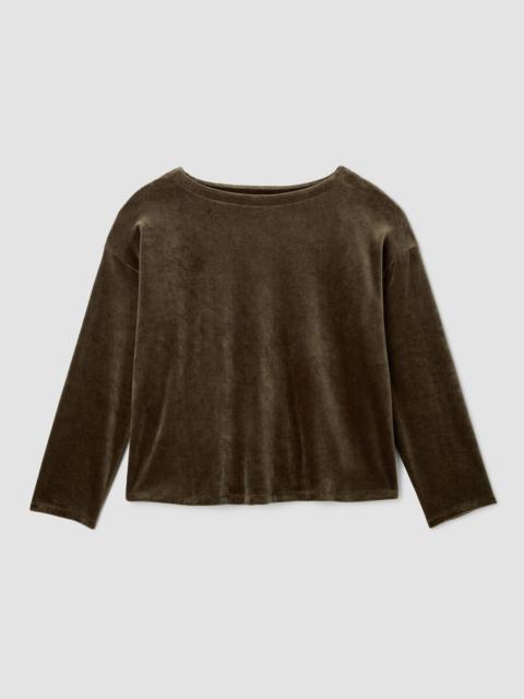 EILEEN FISHER Cozy Velour Knit Bateau Neck Top