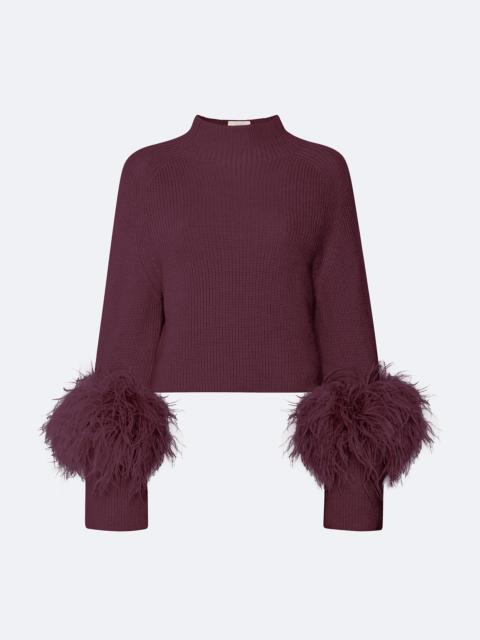 LAPOINTE Merino Mock Neck Sweater With Feathers