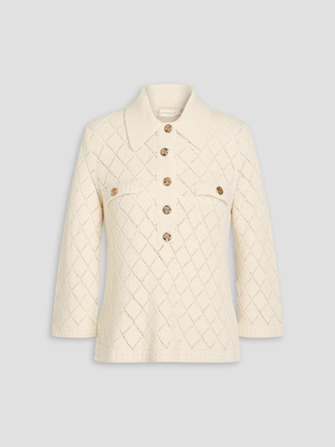 Zimmermann Pointelle-knit polo sweater