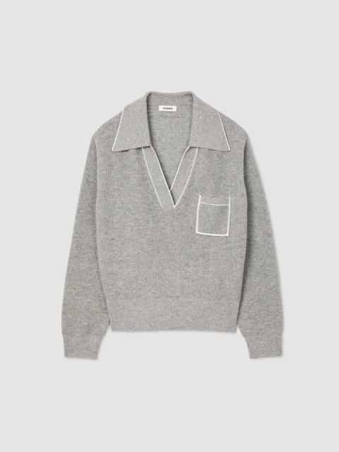 Sandro OPEN POLO-COLLAR NECK SWEATER