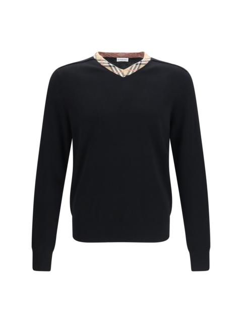 Burberry Burberry Check Trim Wool Sweater