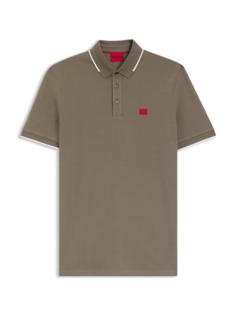HUGO SLIM-FIT POLO SHIRT WITH RED LOGO LABEL