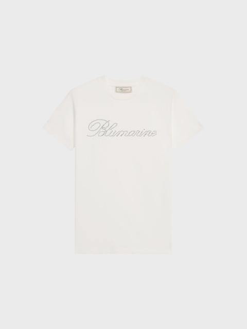 Blumarine T-SHIRT WITH GLASS RHINESTONE LOGO
