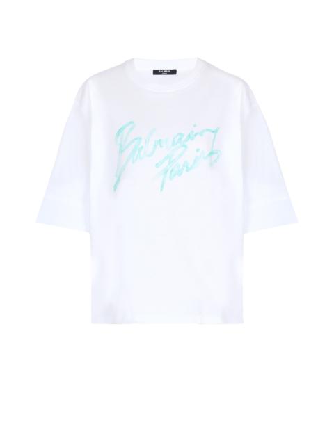 Balmain Boxy T-shirt with Balmain Paris Brush print