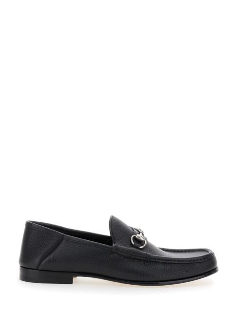 GUCCI Gucci Men Black Loafers With Horsebit Detail On The Front In Hammered Leather Man