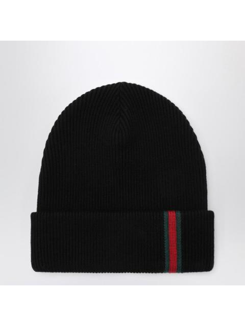 GUCCI Gucci Black Wool Hat With Web Detail Men