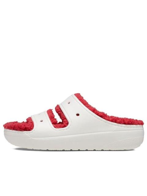 crocs (WMNS) Crocs Classic Cozzzy Holiday Sweater Sandal 'White Red' 209227-90H