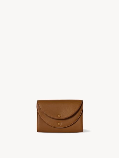 The Row Double Flap Clutch in Leather