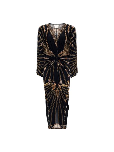 long split front twist dress