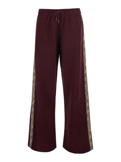 Burberry Burberry Women 'Jodie' Bordeaux Pants With Drawstring Waist And Check Motif On The Side In Cotton Fo