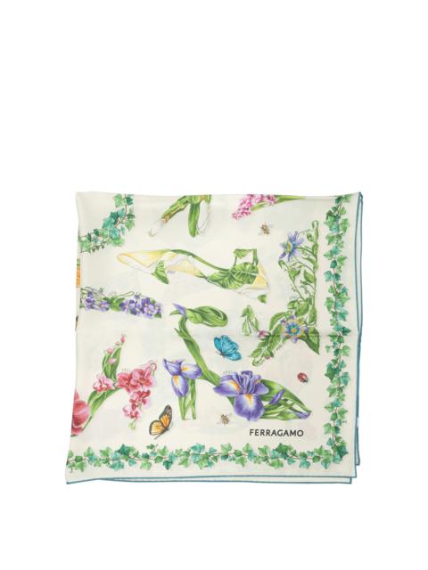 FERRAGAMO Ferragamo Eden Shoes Silk Scarf White