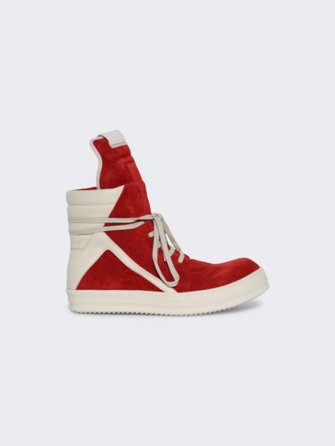Rick Owens Temple Geobasket High Top Sneakers Carnelian And Milk