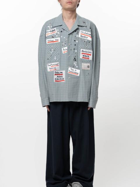 Maison MIHARAYASUHIRO Embellished Sticker Long Sleeve Check Shirt