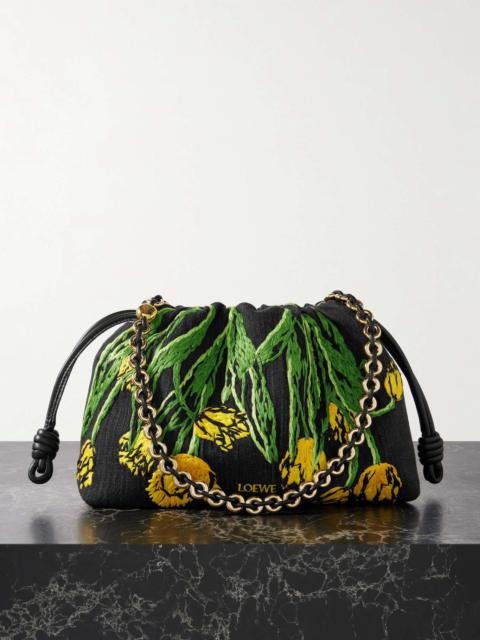 + Paula's Ibiza Flamenco medium embroidered denim clutch Black