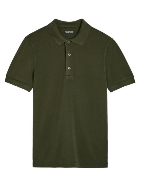 TOM FORD Tom Ford Logo-embroidered Piqué Lyocell and Cotton-blend Polo Shirt