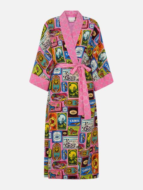 CAMILLA LONG ROBE WITH NARROW COLLAR